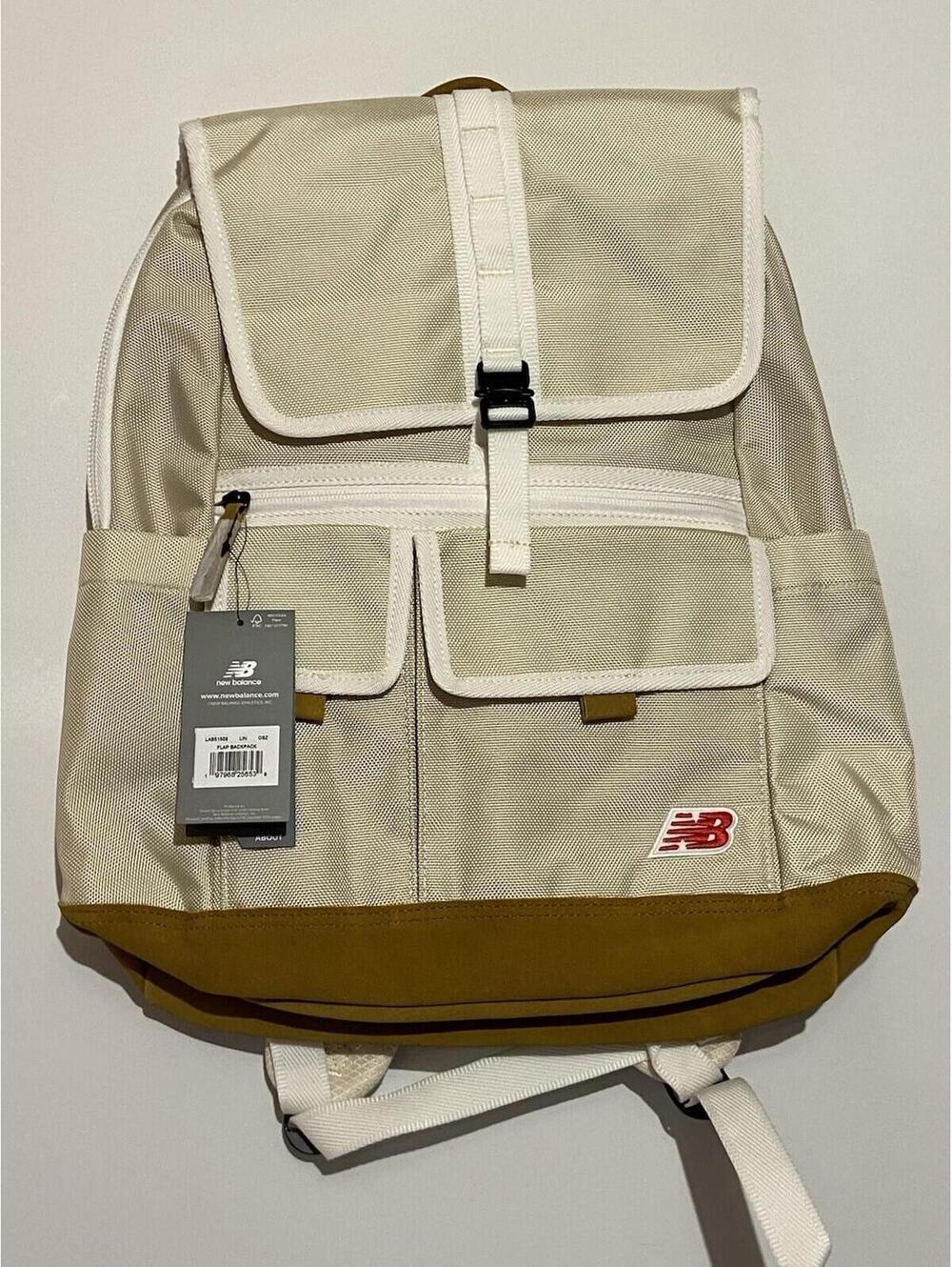 NEW BALANCE Beige Commuter Travel Legacy Icon Flap Backpack NEW NWT